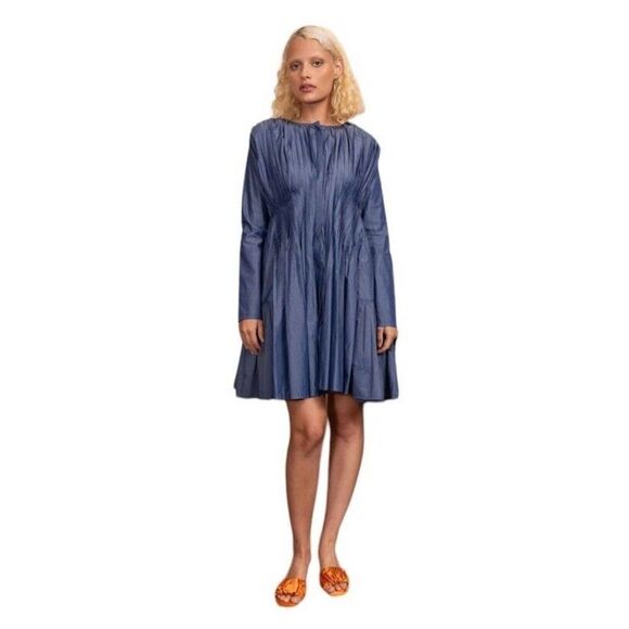MERLETTE Martel Pleated Dress Chambray NWT Size Small Women’s $400 MSRP - Picture 1 of 14